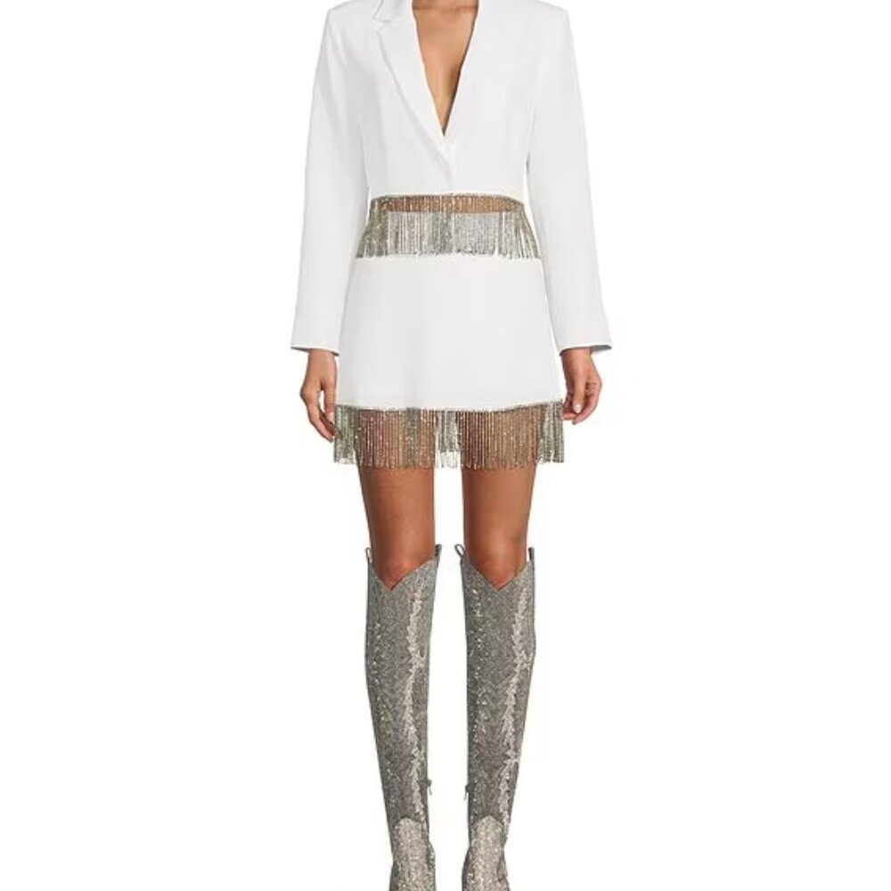Gianni Bini Dixie Rhinestone Fringe Coordinating Crepe Skirt